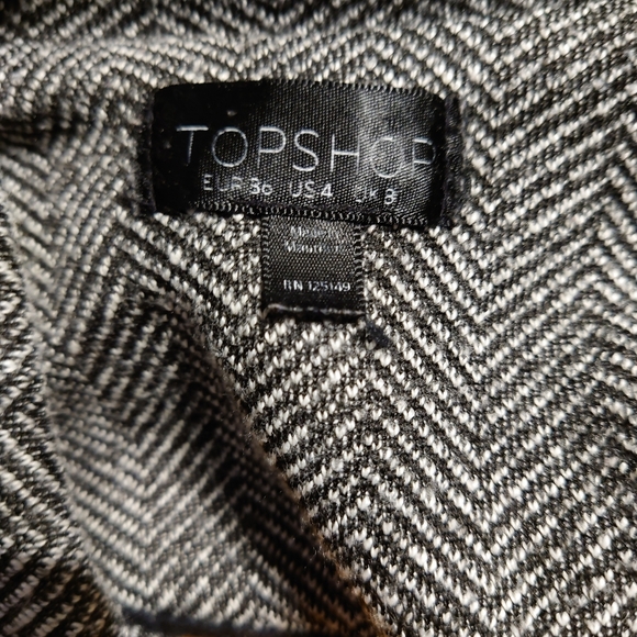 Topshop Black and White Herringbone Coat - Picture 3 of 5